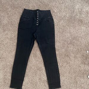 High-Waisted Black Jeans